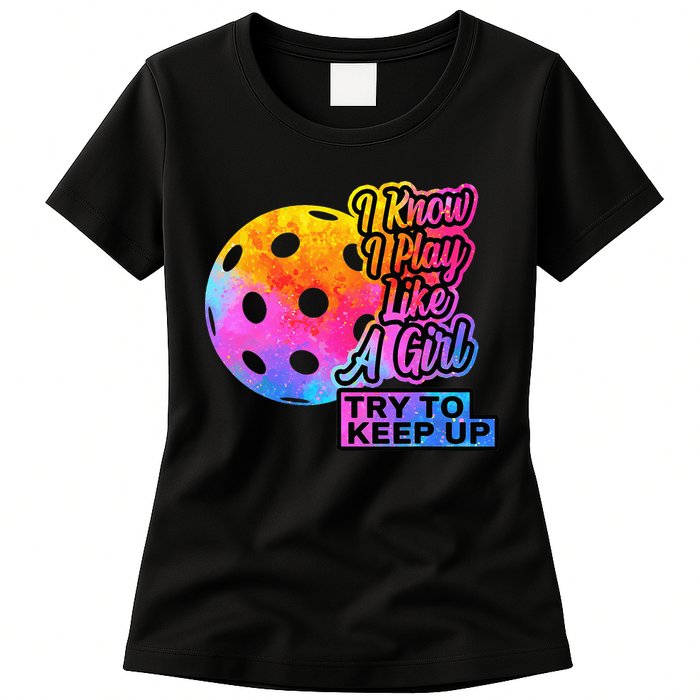 Tie Dye Pickleball Player Paddleball Lover Dink Funny Womens T-Shirt
