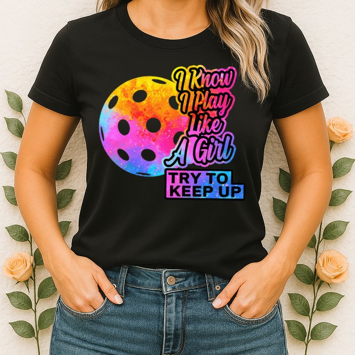Tie Dye Pickleball Player Paddleball Lover Dink Funny Womens T-Shirt