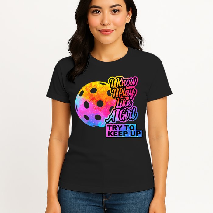 Tie Dye Pickleball Player Paddleball Lover Dink Funny Womens T-Shirt