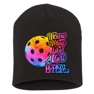 Tie Dye Pickleball Player Paddleball Lover Dink Funny Short Acrylic Beanie