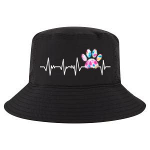 Tie Dye Paw Print Heartbeat Veterinarian Funny Vet Tech Funny Gift Cool Comfort Performance Bucket Hat