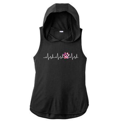 Tie Dye Paw Print Heartbeat Veterinarian Vet Tech Funny Gift Ladies PosiCharge Tri-Blend Wicking Draft Hoodie Tank