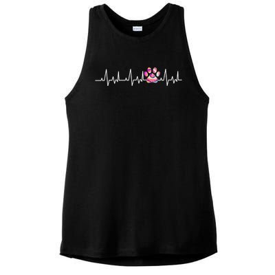 Tie Dye Paw Print Heartbeat Veterinarian Vet Tech Funny Gift Ladies PosiCharge Tri-Blend Wicking Tank