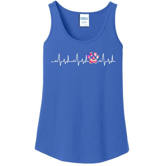 Tie Dye Paw Print Heartbeat Veterinarian Vet Tech Funny Gift Ladies Essential Tank