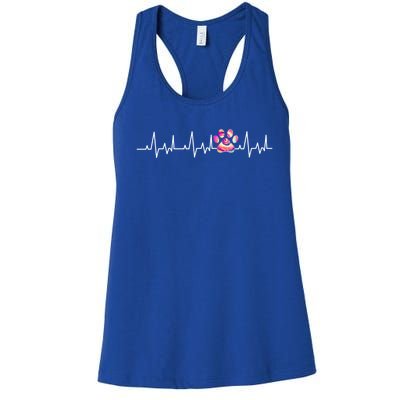 Tie Dye Paw Print Heartbeat Veterinarian Vet Tech Funny Gift Women's Racerback Tank