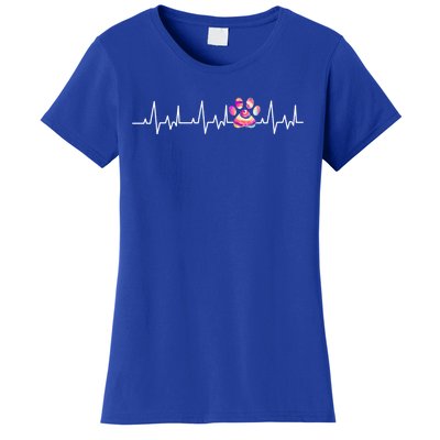 Tie Dye Paw Print Heartbeat Veterinarian Vet Tech Funny Gift Women's T-Shirt