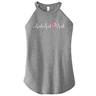 Tie Dye Paw Print Heartbeat Veterinarian Vet Tech Funny Gift Women's Perfect Tri Rocker Tank