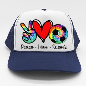 Tie Dye Peace Love Soccer Design Funny Sport Trucker Hat