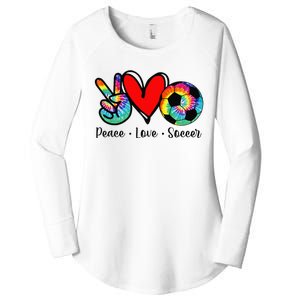 Tie Dye Peace Love Soccer Design Funny Sport Women's Perfect Tri Tunic Long Sleeve Shirt