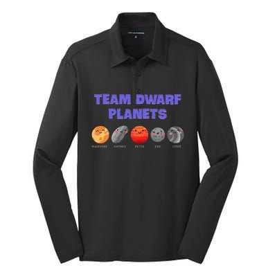 Team Dwarf Planets Pluto Funny Astronomy Science Silk Touch Performance Long Sleeve Polo