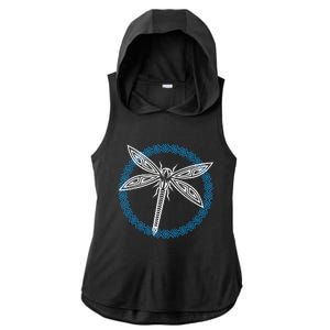 Tribal Dragonfly Polynesian Tattoo Style Insect Art Ladies PosiCharge Tri-Blend Wicking Draft Hoodie Tank