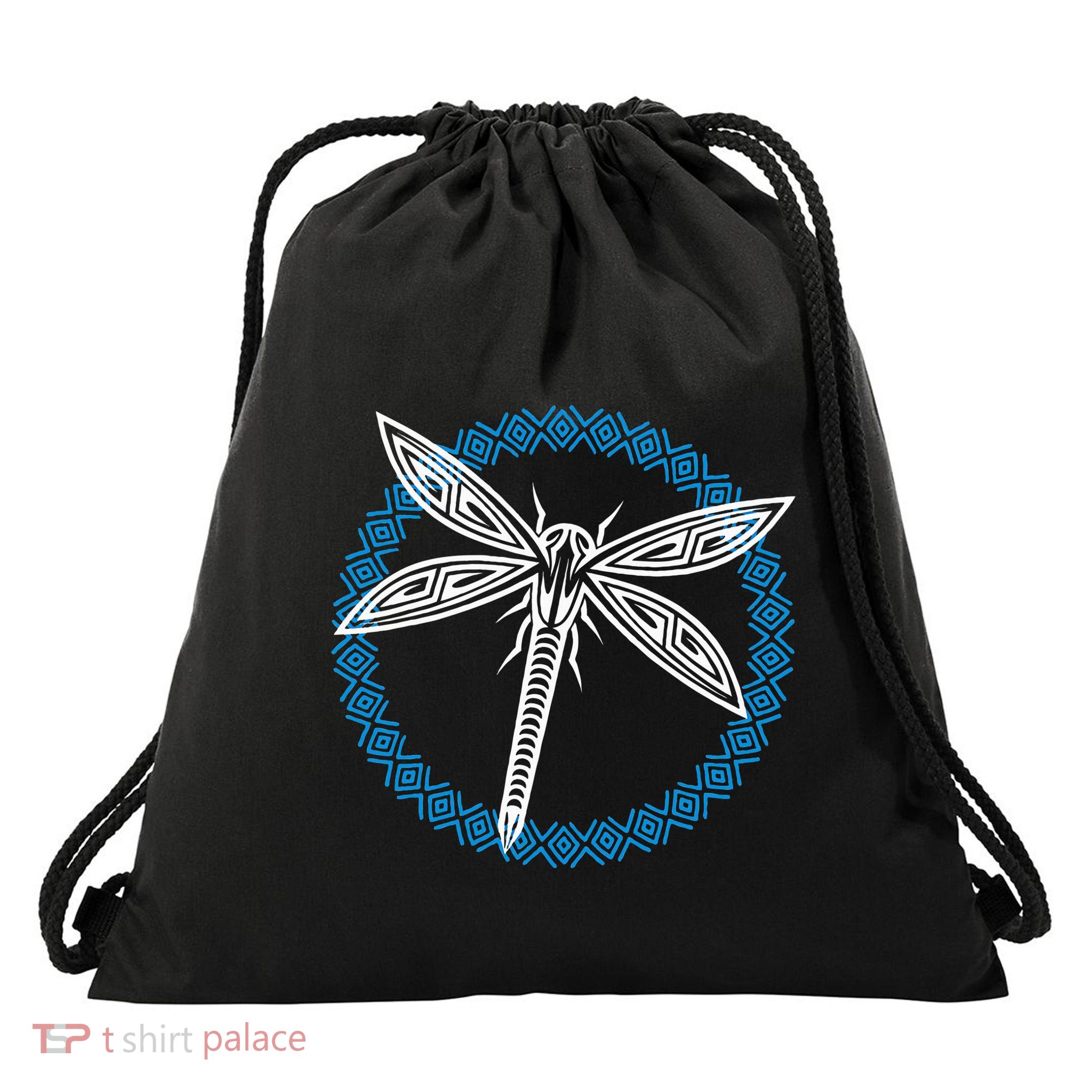 Tribal Dragonfly Polynesian Tattoo Style Insect Art Drawstring Bag