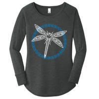 Tribal Dragonfly Polynesian Tattoo Style Insect Art Women's Perfect Tri Tunic Long Sleeve Shirt