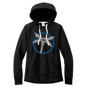 Tribal Dragonfly Polynesian Tattoo Style Insect Art Women's Fleece Hoodie