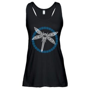 Tribal Dragonfly Polynesian Tattoo Style Insect Art Ladies Essential Flowy Tank