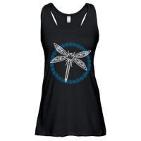 Tribal Dragonfly Polynesian Tattoo Style Insect Art Ladies Essential Flowy Tank