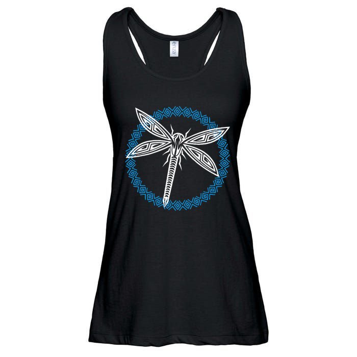 Tribal Dragonfly Polynesian Tattoo Style Insect Art Ladies Essential Flowy Tank