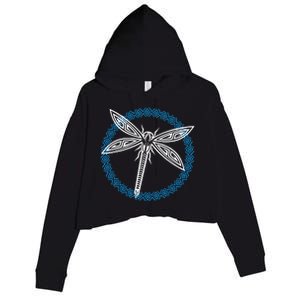 Tribal Dragonfly Polynesian Tattoo Style Insect Art Crop Fleece Hoodie