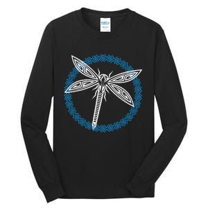 Tribal Dragonfly Polynesian Tattoo Style Insect Art Tall Long Sleeve T-Shirt