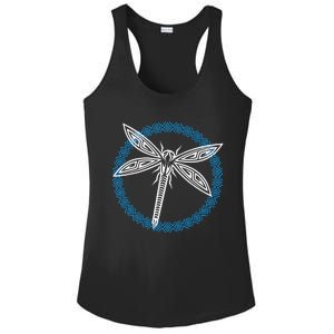 Tribal Dragonfly Polynesian Tattoo Style Insect Art Ladies PosiCharge Competitor Racerback Tank