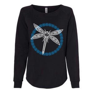 Tribal Dragonfly Polynesian Tattoo Style Insect Art Womens California Wash Sweatshirt