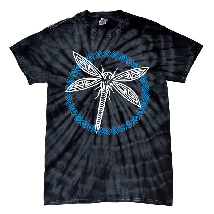 Tribal Dragonfly Polynesian Tattoo Style Insect Art Tie-Dye T-Shirt