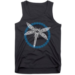 Tribal Dragonfly Polynesian Tattoo Style Insect Art Tank Top