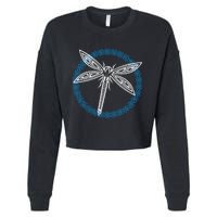 Tribal Dragonfly Polynesian Tattoo Style Insect Art Cropped Pullover Crew