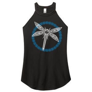 Tribal Dragonfly Polynesian Tattoo Style Insect Art Women's Perfect Tri Rocker Tank