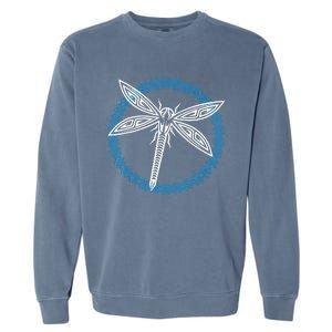 Tribal Dragonfly Polynesian Tattoo Style Insect Art Garment-Dyed Sweatshirt