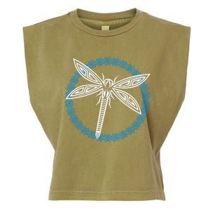 Tribal Dragonfly Polynesian Tattoo Style Insect Art Garment-Dyed Women's Muscle Tee