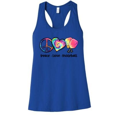 Tie Dye Peace Love Pickleball Lovers Cute Pickleball Meaningful Gift Women's Racerback Tank