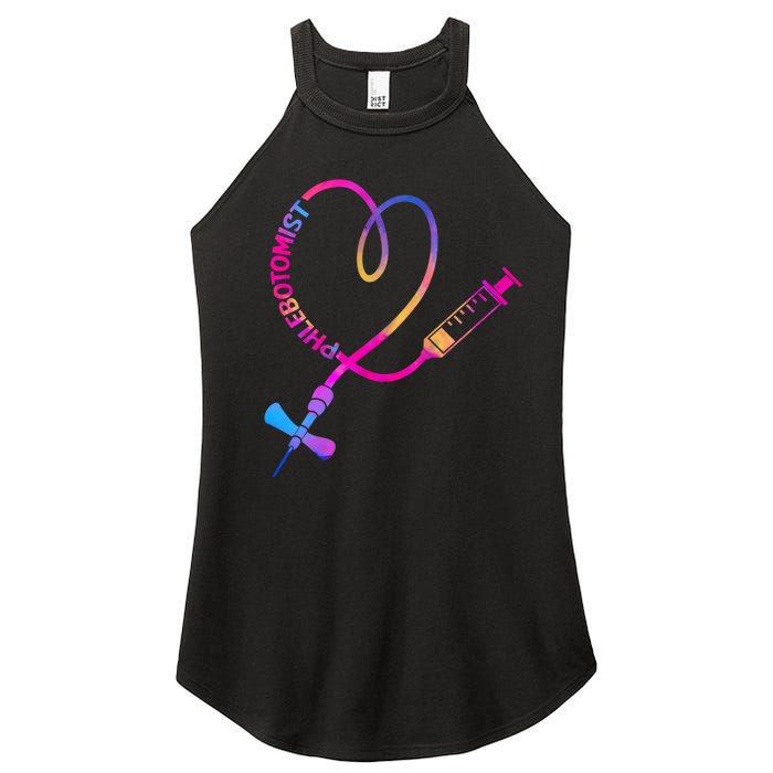 Tie Dye Phlebotomy Technician Phlebotomist Blood Nurse Heart Women’s Perfect Tri Rocker Tank