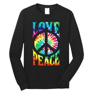 Tie Dye Peace Sign Love 60s 70s Hippie Mom Long Sleeve Shirt