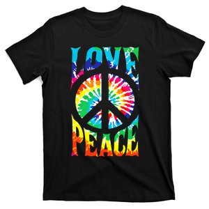 Tie Dye Peace Sign Love 60s 70s Hippie Mom T-Shirt