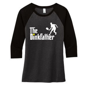 The Dinkfather Pickleball Fathers Day Gift Women's Tri-Blend 3/4-Sleeve Raglan Shirt