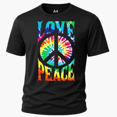 Tie Dye Peace Sign Love 60s 70s Hippie Women Mom Cooling Performance Crew T-Shirt