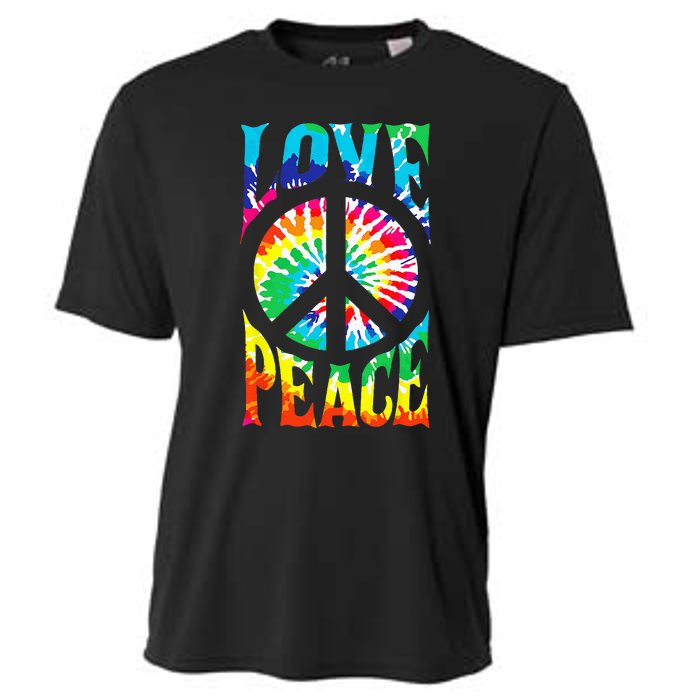 Tie Dye Peace Sign Love 60s 70s Hippie Women Mom Cooling Performance Crew T-Shirt