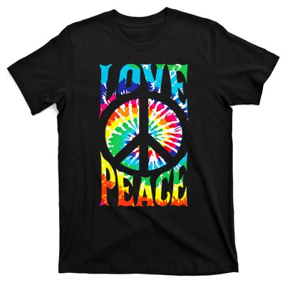 Tie Dye Peace Sign Love 60s 70s Hippie Women Mom T-Shirt