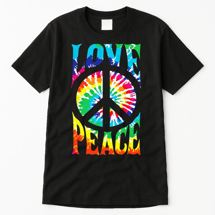 Tie Dye Peace Sign Love 60s 70s Hippie Women Mom Tall T-Shirt