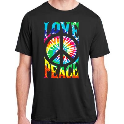 Tie Dye Peace Sign Love 60s 70s Hippie Women Mom Adult ChromaSoft Performance T-Shirt