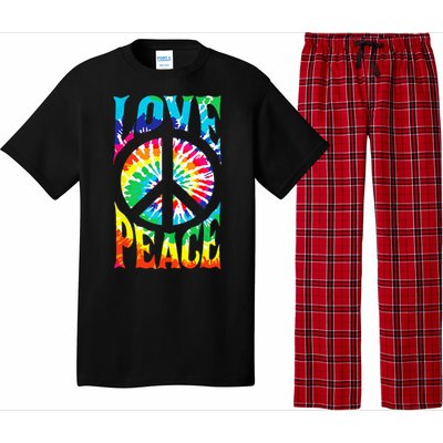 Tie Dye Peace Sign Love 60s 70s Hippie Women Mom Pajama Set