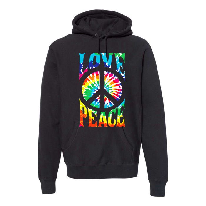 Tie Dye Peace Sign Love 60s 70s Hippie Women Mom Premium Hoodie