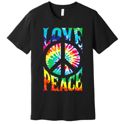 Tie Dye Peace Sign Love 60s 70s Hippie Women Mom Premium T-Shirt