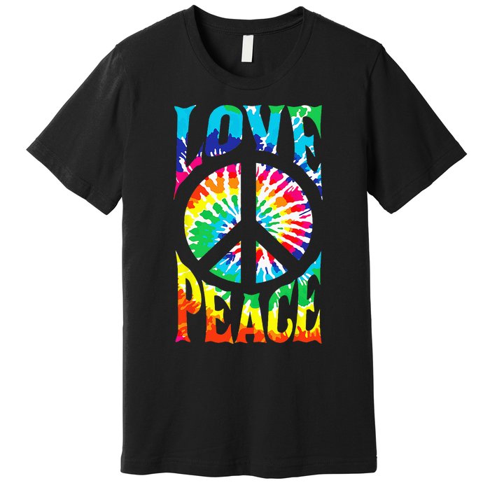 Tie Dye Peace Sign Love 60s 70s Hippie Women Mom Premium T-Shirt