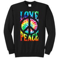 Tie Dye Peace Sign Love 60s 70s Hippie Women Mom Tall Sweatshirt