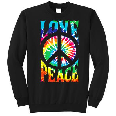 Tie Dye Peace Sign Love 60s 70s Hippie Women Mom Tall Sweatshirt