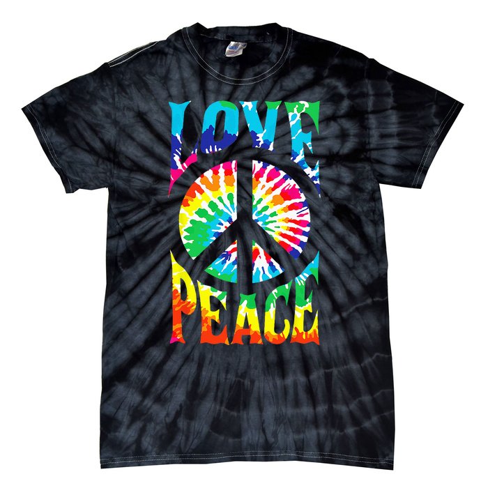 Tie Dye Peace Sign Love 60s 70s Hippie Women Mom Tie-Dye T-Shirt