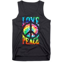 Tie Dye Peace Sign Love 60s 70s Hippie Women Mom Tank Top