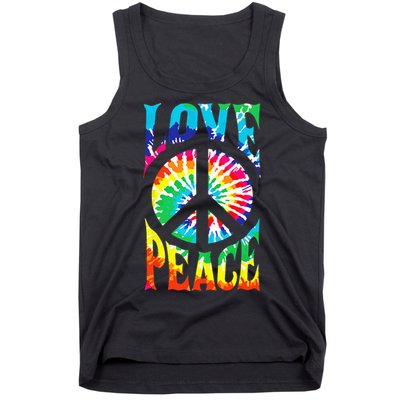 Tie Dye Peace Sign Love 60s 70s Hippie Women Mom Tank Top